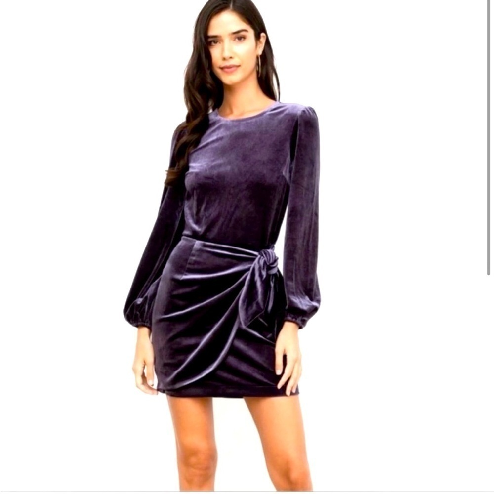 YUMI KIM Tie Me Over Dress in Slate Velvet women’s size S